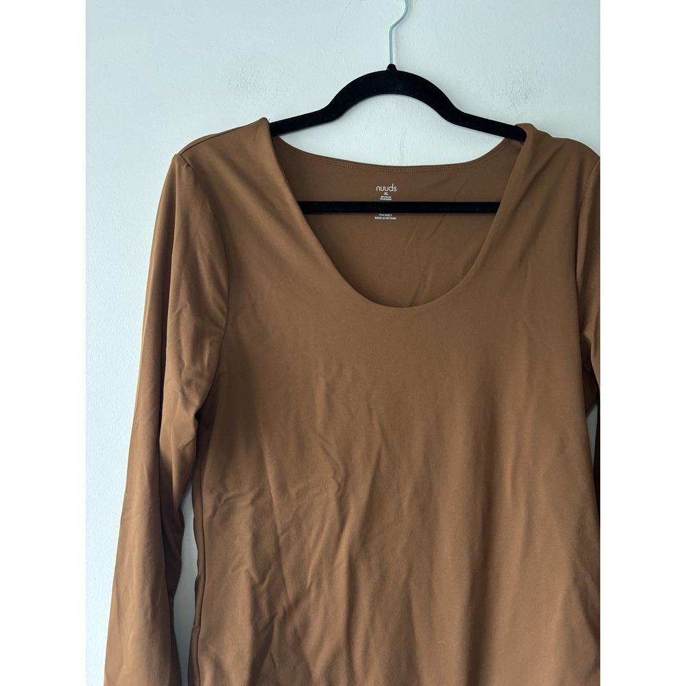 NUUDS Long Sleeve Scoop Neck Seamless Bodysuit In Chocolate Brown Size XL‎ - Picture 5 of 7